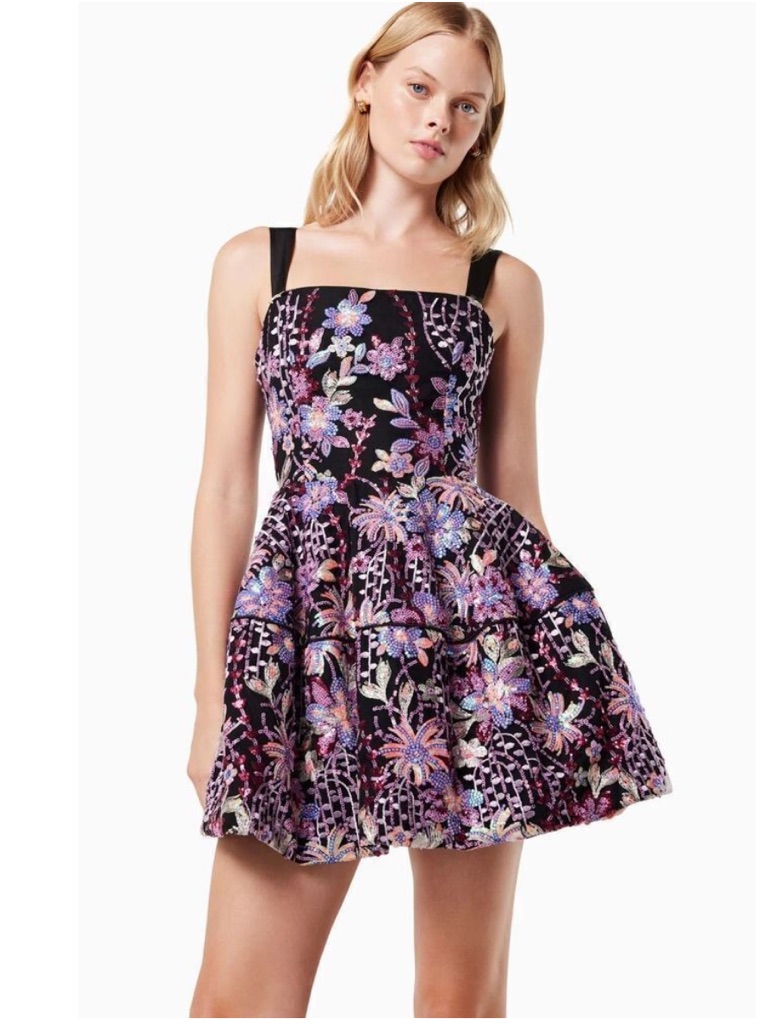Elliatt Purple Sequin Courante Fit And Flare Mini Dress